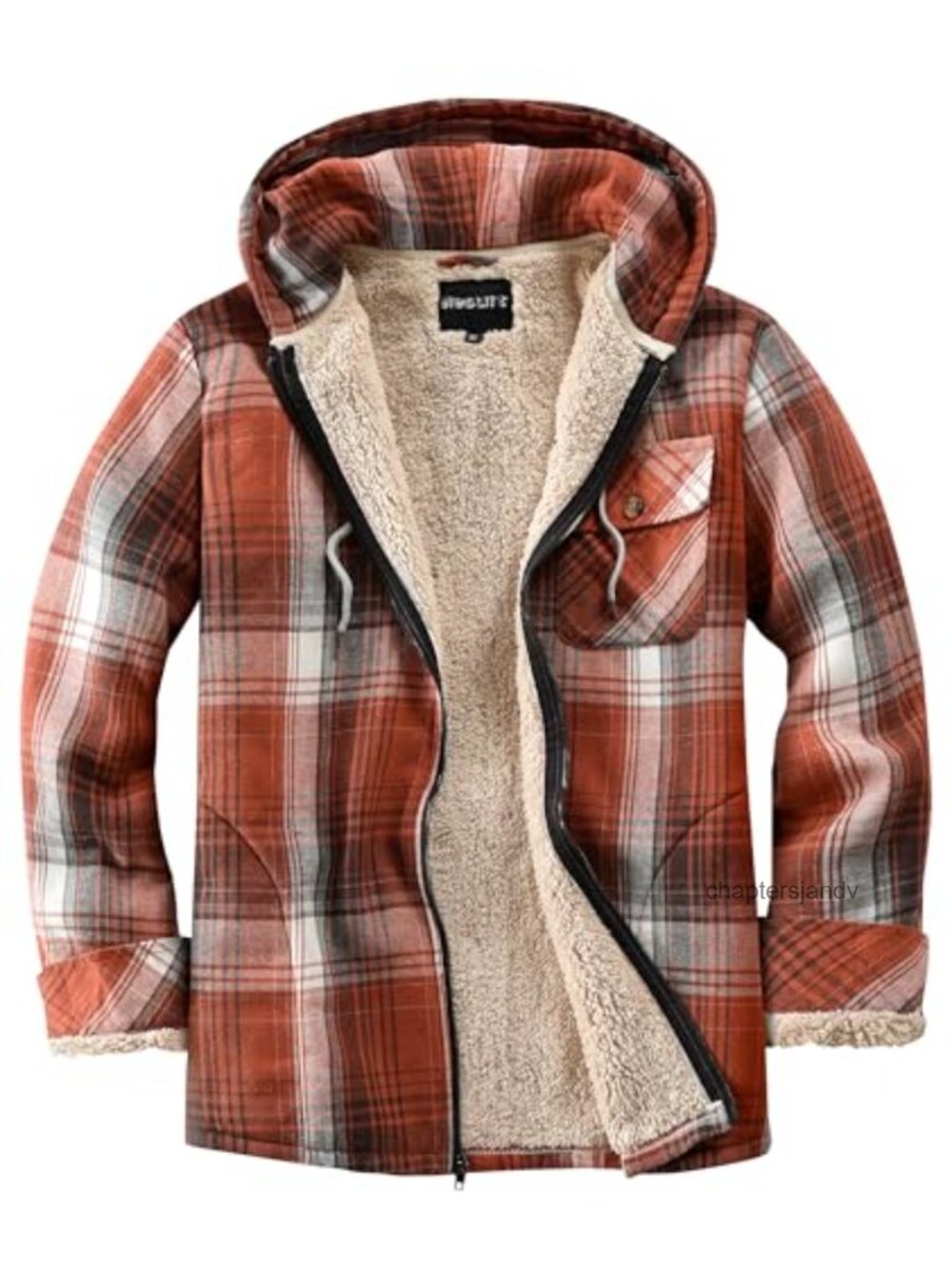 Elesuit Women's Full Zip Fleece Plaid Flannel Jacket Sherpa Hoodie